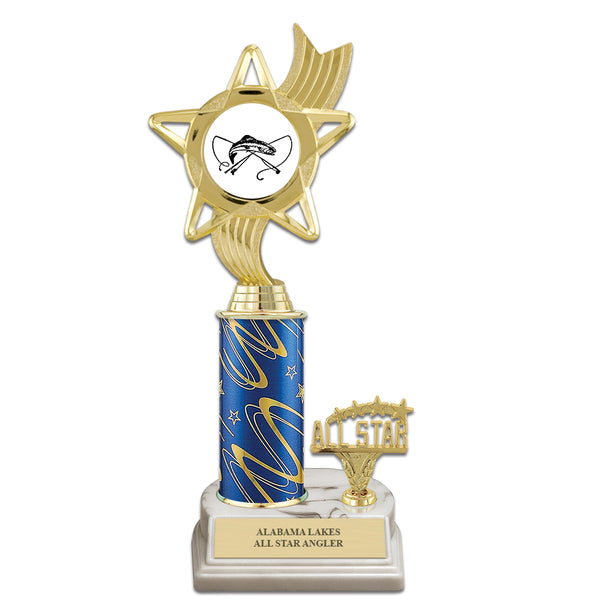 10" Custom White Base Award Trophy With Insert Top & Trim
