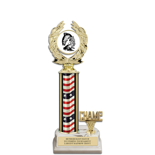 12" White Base Award Trophy With Insert Top & Trim