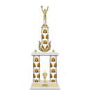 20" Custom 3 Column Trophy with Trim and White Marble Base