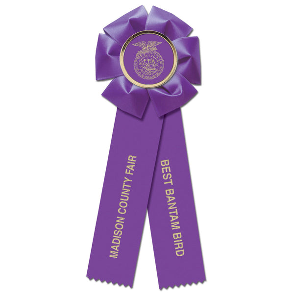 Beauty 2 Rosette Award Ribbon, 4-1/2" Top