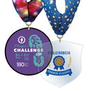 3-1/2" Standard Shape Custom Acrylic Medal With Stock Millennium Neck Ribbon