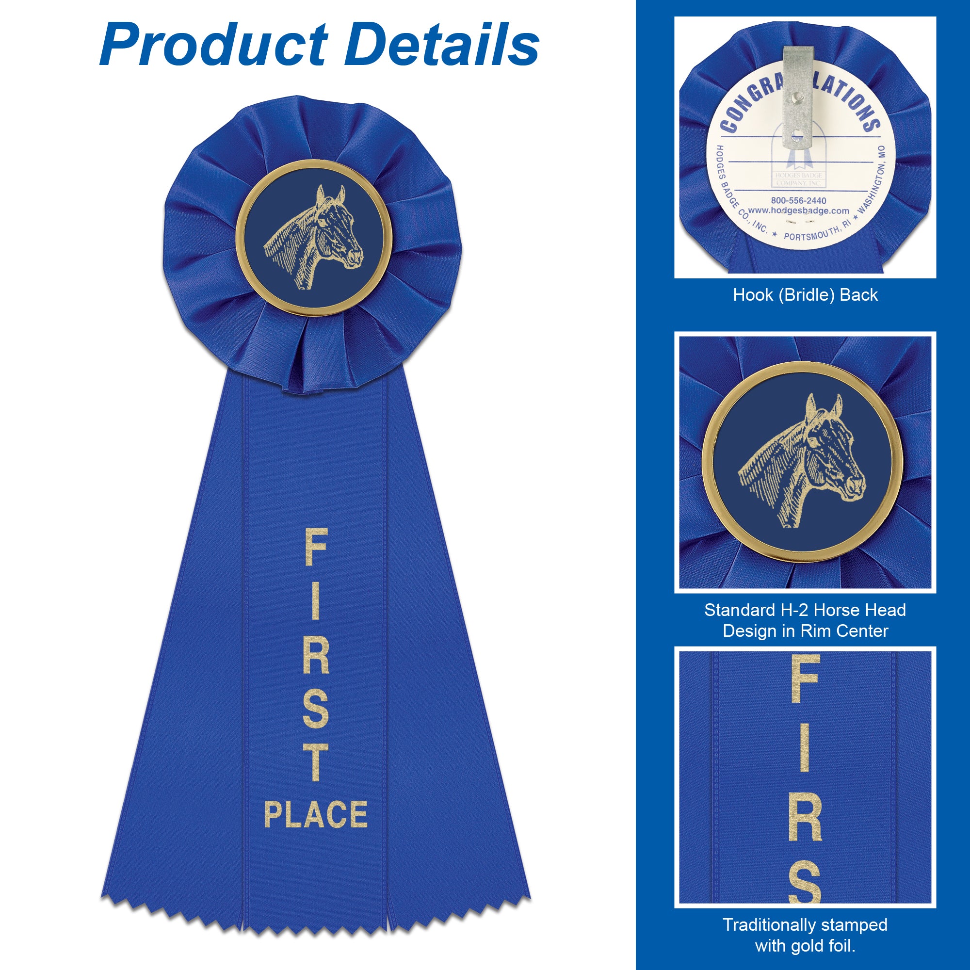 Stock Single Equestrian Empire Rosette Award Ribbon