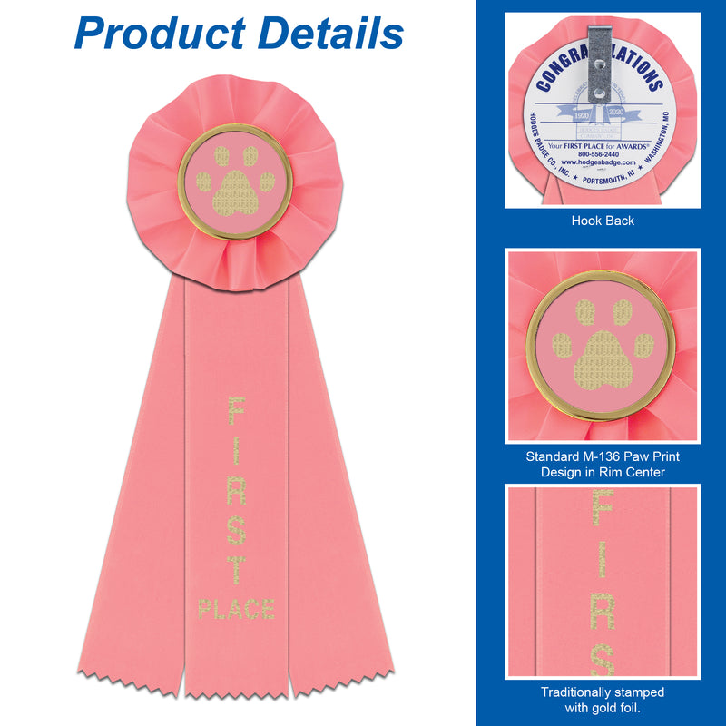Stock Alternative Paw Print Rosette Award Ribbon