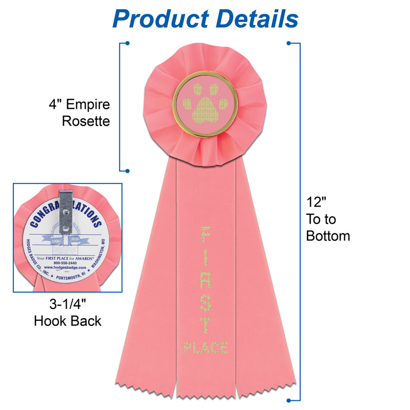 Stock Alternative Paw Print Rosette Award Ribbon