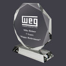 6-1/4" x 5-3/8" Custom Engraved Octagon Optical Crystal With Attached Base