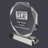 6-1/4" x 5-3/8" Custom Engraved Octagon Optical Crystal With Attached Base