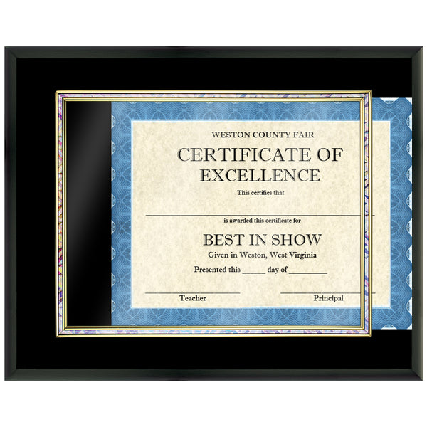 15" X 12" Black Certificate Plaque With Holographic Inlay