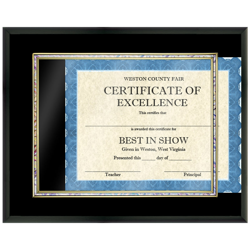 15" X 12" Black Certificate Plaque With Holographic Inlay