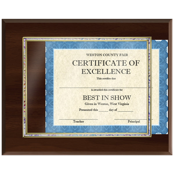 15" X 12" Cherry Certificate Plaque With Holographic Inlay