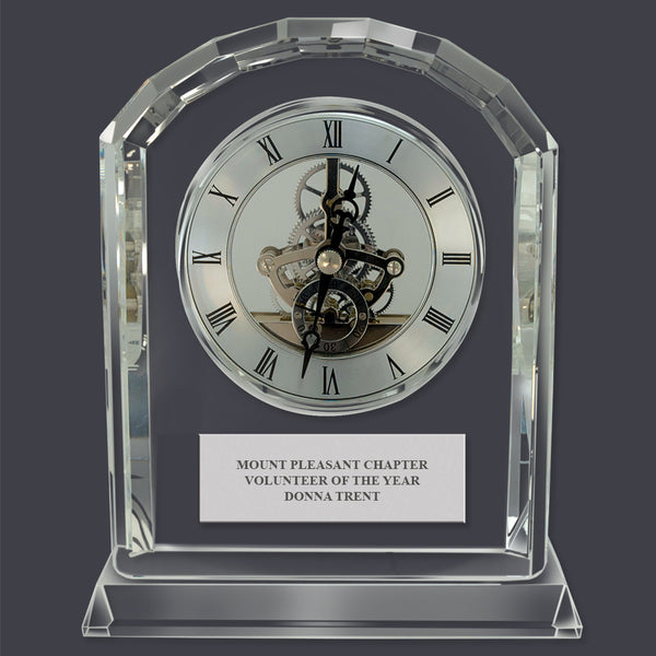 6" Custom Engraved Optical Crystal Desk Clock