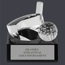 3-1/2" Optical Crystal Golf Award Trophy w/ Attached Black Optical Crystal Base