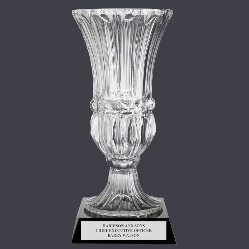 18" Large Optical Crystal Award Vase w/ Attached Base