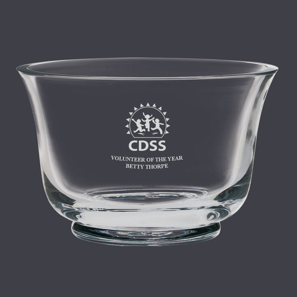 7-1/2" Custom Engraved Glass Revere Bowl Trophy