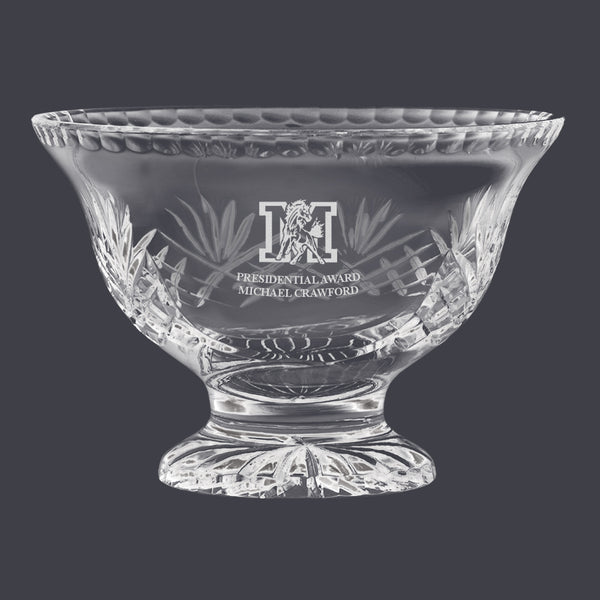 8" Custom Engraved Durham Crystal Pedestal Bowl Award Trophy
