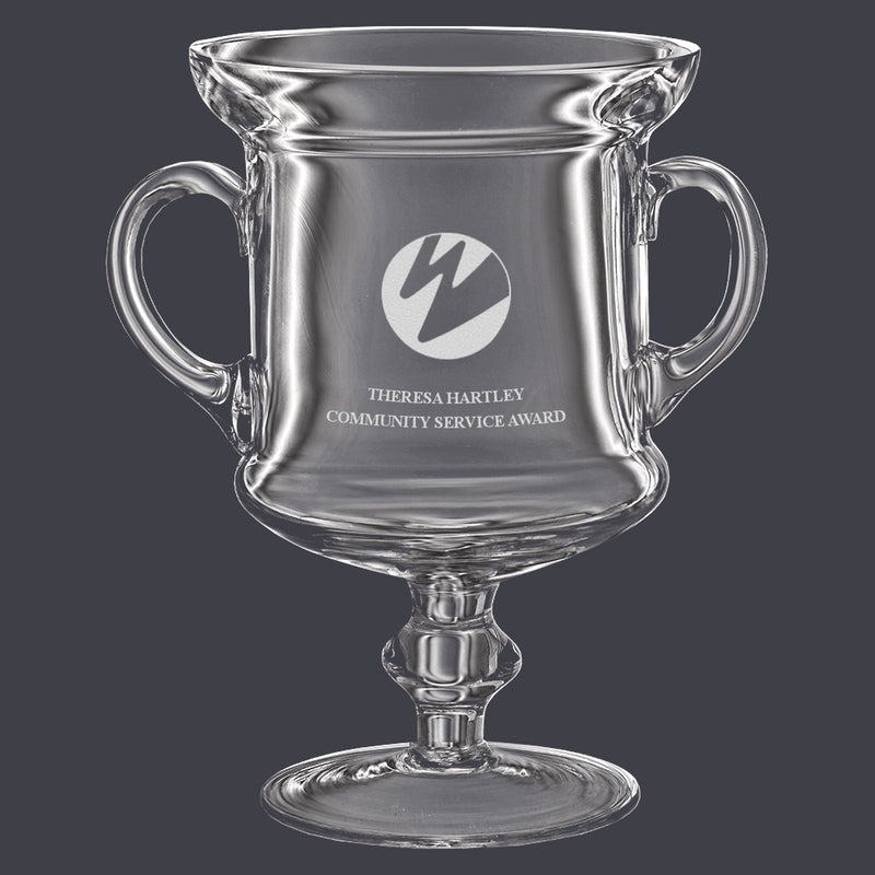 8" Glass Award Trophy With Handles