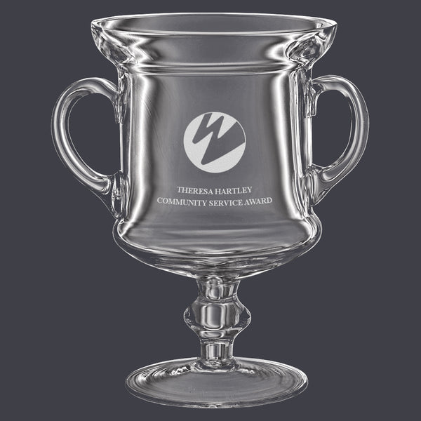 10" Glass Award Trophy With Handles