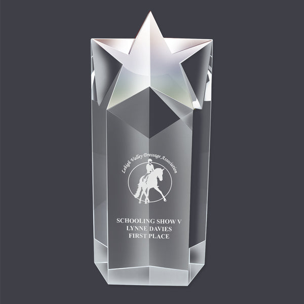9" Custom Engraved Crystal Rising Star Trophy