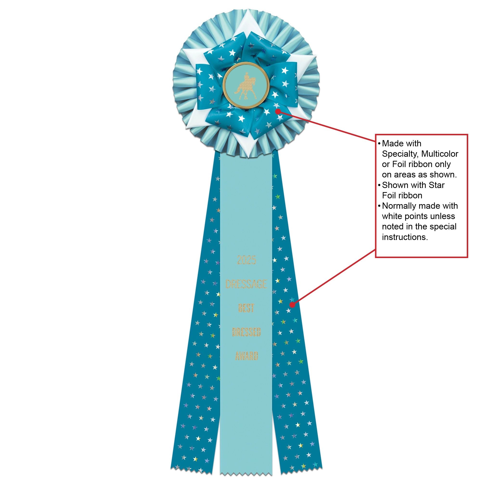 Deluxe Wheaton 3 Rosette Award Ribbon, 6-1/2