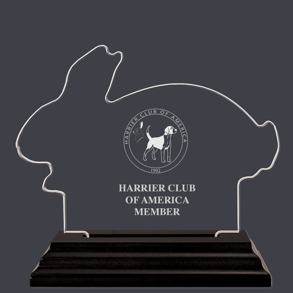 Engraved Rabbit Shaped Acrylic Award Trophy w/ Black Base