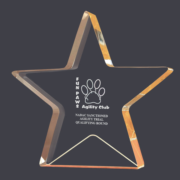 6" Custom Engraved Gold Star Shimmer Acrylic Award