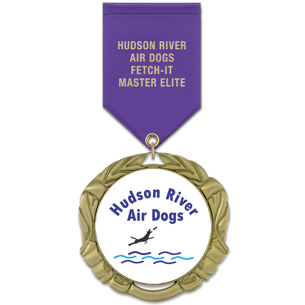 2-3/4" Custom XBX Award Medal With Satin Drape Ribbon