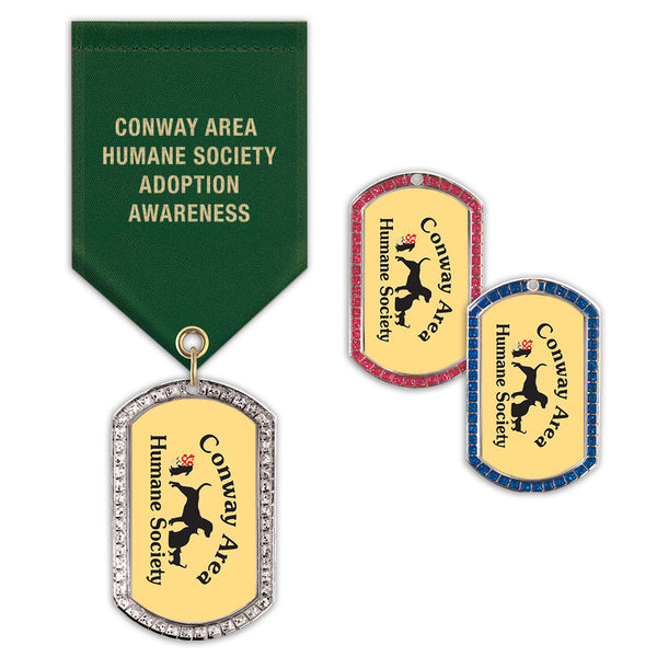 1-3/8" x 2-1/4" Custom GGM Tag Award Medal With Satin Drape -SALE