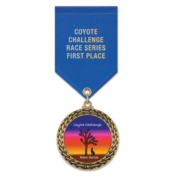 1-3/4” Custom LFL Award Medal With Satin Drape Ribbon