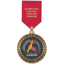 2-5/8" Custom GFL Award Medal With Satin Drape Ribbon