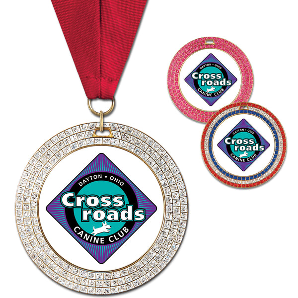 2-3/4" Custom GGM Award Medal With Grosgrain Neck Ribbon