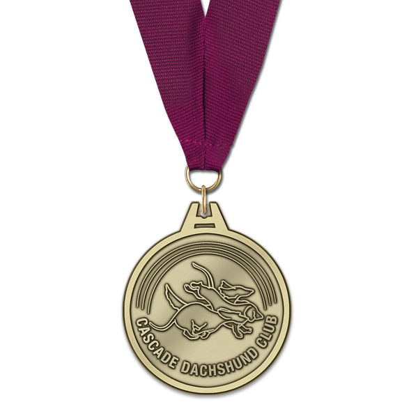 2" HG Custom Award Medal With Grosgrain Neck Ribbon