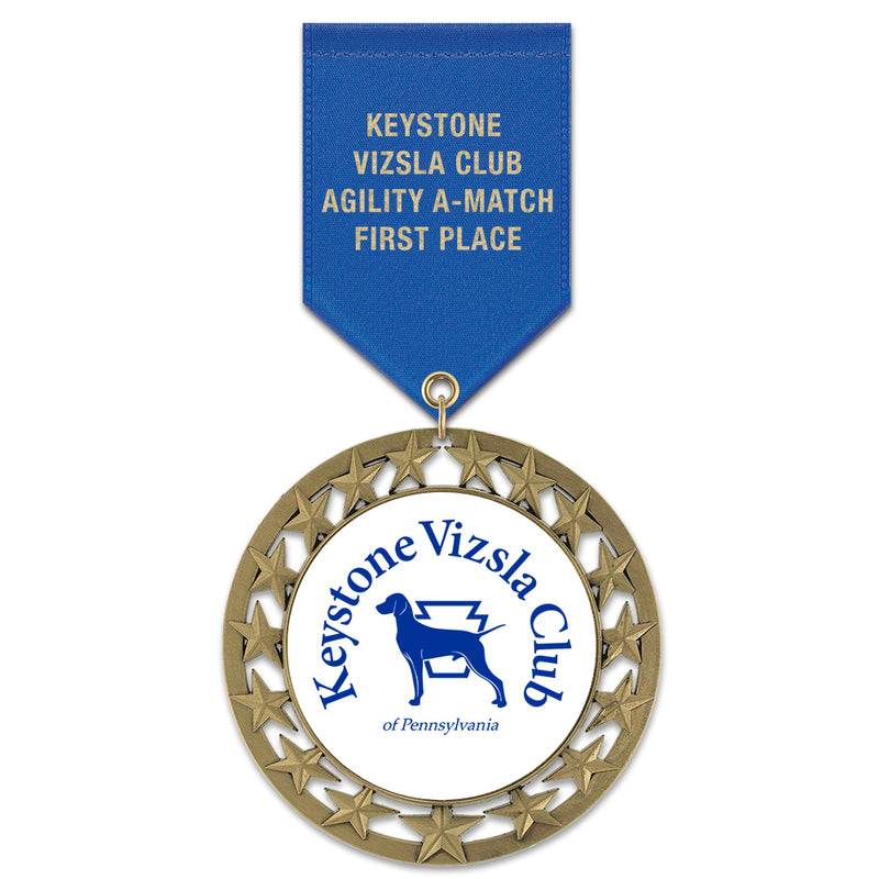2-3/4" Custom RS14 Award Medal With Satin Drape Ribbon