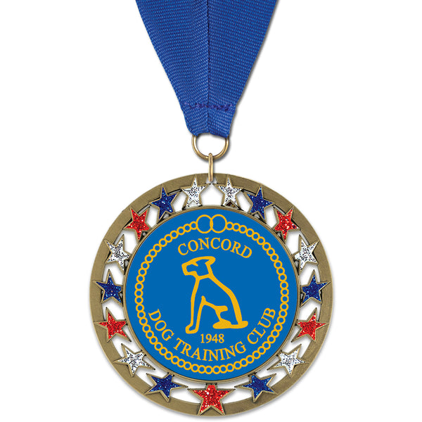 2-3/4" Custom RSG Award Medal With Grosgrain Neck Ribbon