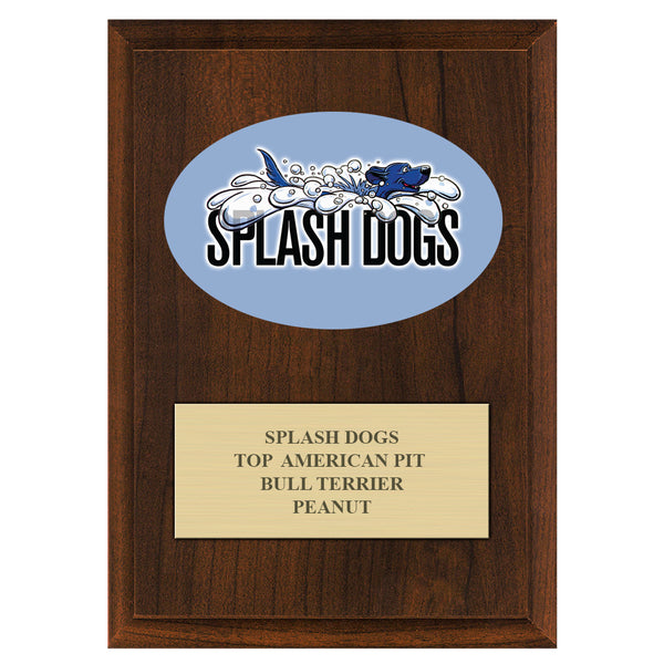 5" x 7" Custom Full Color Cherry Plaque With Engraved Plate