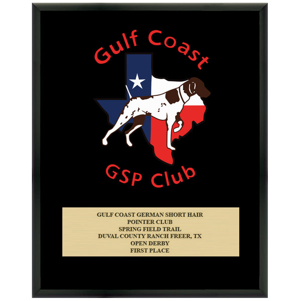 12" x 15" Custom Full Color Black Plaque With Engraved Plate