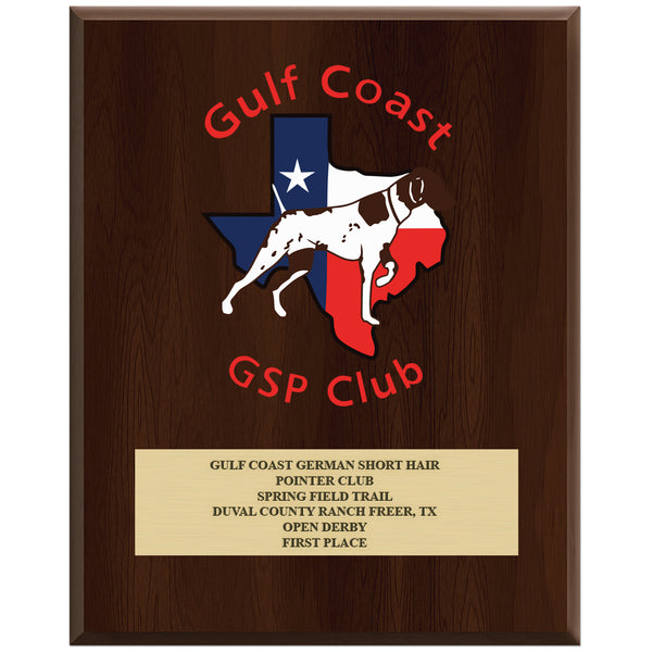 12" x 15" Custom Full Color Cherry Plaque With Engraved Plate