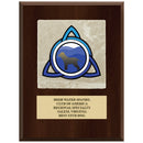 9" x 12" Custom Full Color Cherry Plaque With Tumbled Stone Tile & Engraved Plate