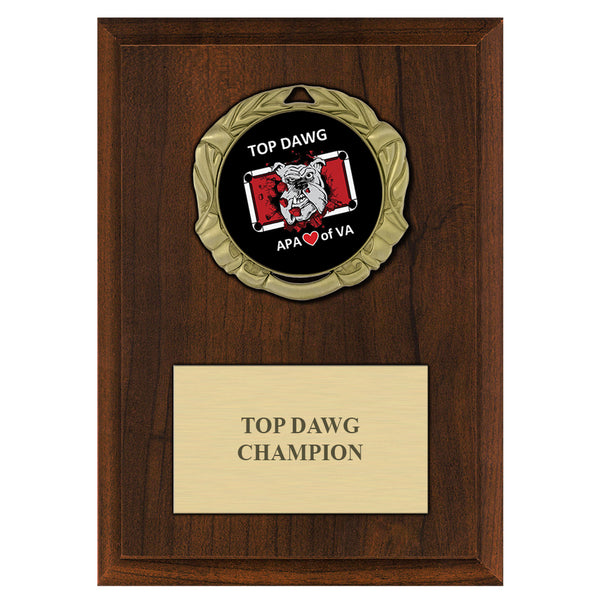 5" x 7" Custom XBX Medal Cherry Plaque With Engraved Plate