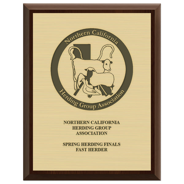 7" x 9" Custom Cherry Plaque With Engraved Plate