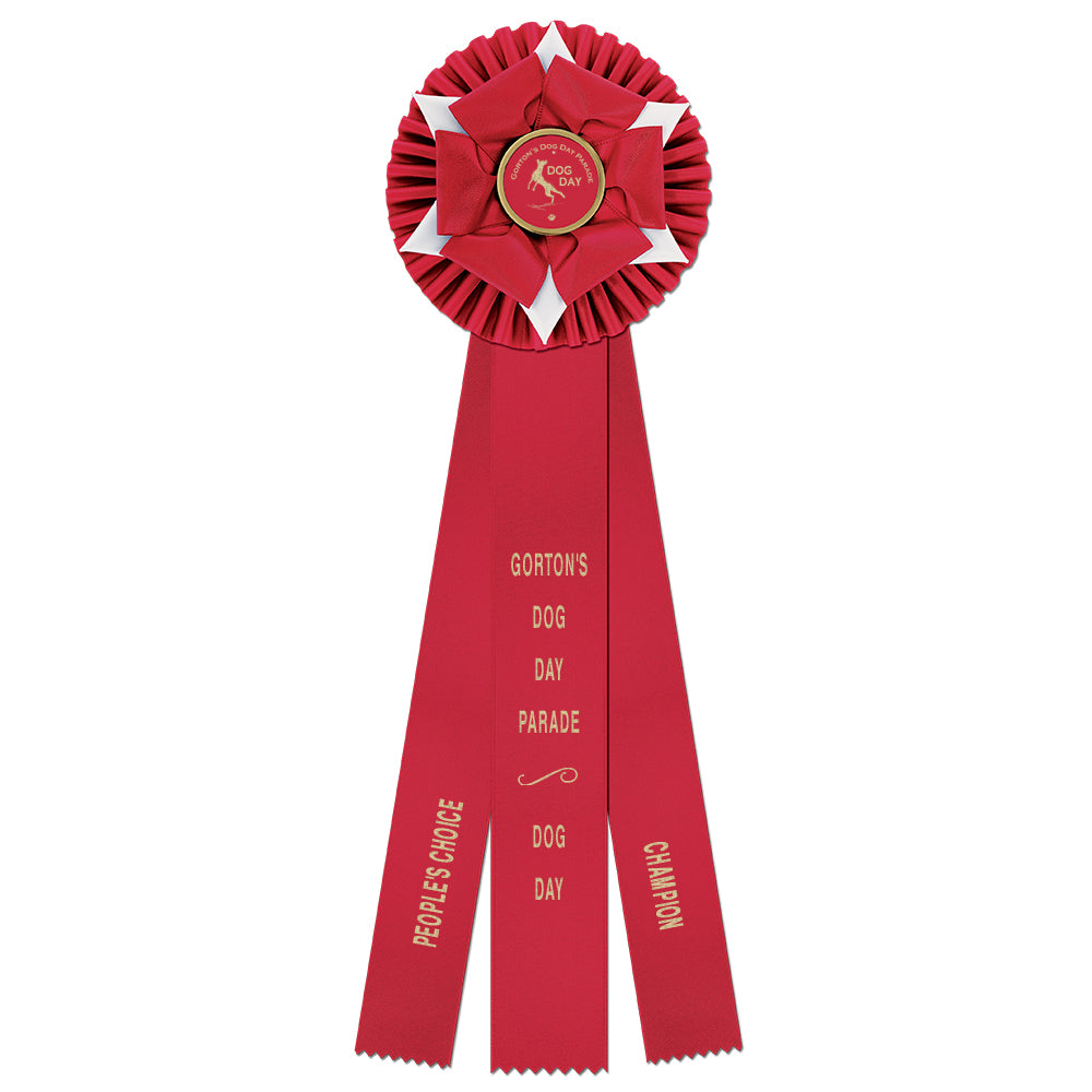 Wheaton 3 Rosette Award Ribbon With 3 Streamer Printing, 6-1/2