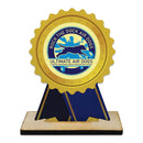 5" Rosette Shape Birchwood Award Trophy With Birchwood Base