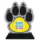 5" Paw Print Shape Birchwood Award Trophy With Black Base