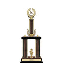 20" Custom Walnut Finished Award Trophy w/Wreath, Trim & Insert Top