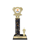 12" Custom Black Faux Marble Award Trophy w/Trim & Insert Top