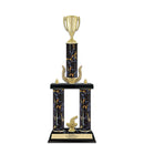 20" Black Faux Marble Award Trophy With Wreath And Trim
