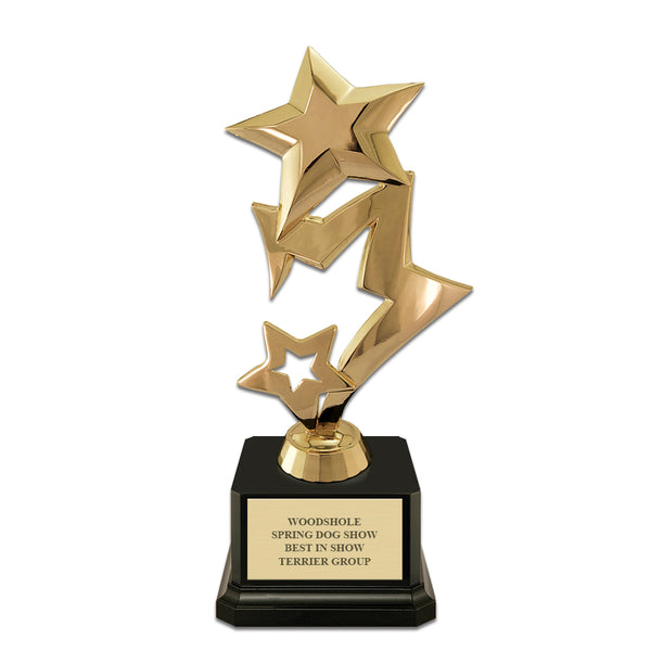 9" Three Star Award Trophy With Square Base