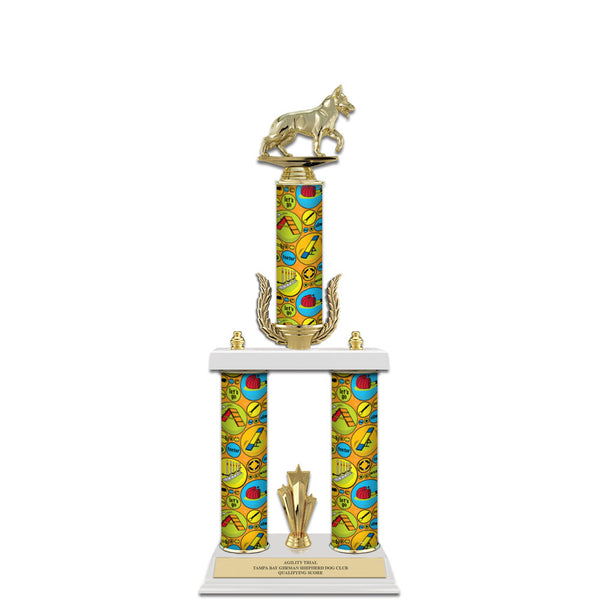 20" White Finished Award Trophy With Wreath And Trim