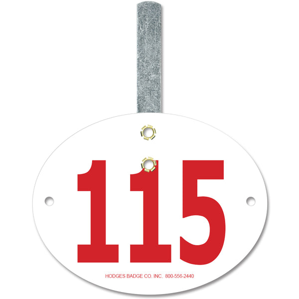 Custom Indurotec<sup>TM</sup> Full Color Oval Exhibitor Number With Hook