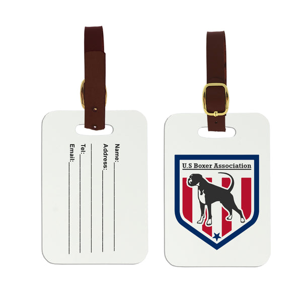 4" x 2-3/4" Full Color Custom Rectangle Luggage Tags With Brown Leather Strap