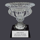 10" Custom Engraved Elmwood Optical Crystal Trophy With Attached Base.