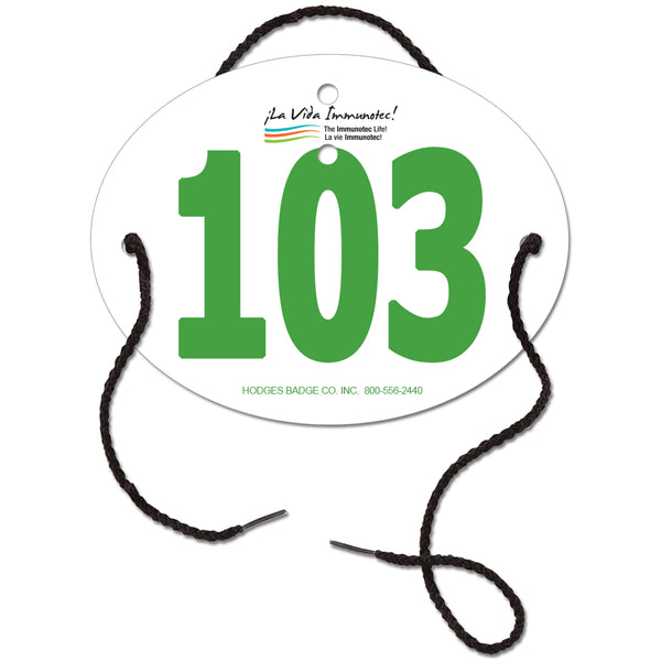 Custom Indurotec™ Full Color Dressage Oval Exhibitor Number With String